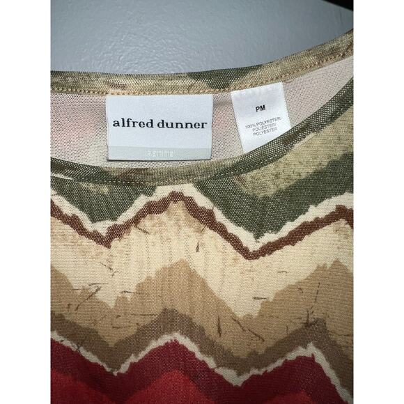 Alfred Dunner Petite size PM fall colors chevron blouse pullover 3/4 sleeve EUC - Picture 3 of 5